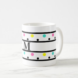 Caneca De Café Bolinhas Pretas Monogramas