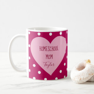 Caneca De Café Bolinhas rosa Escolas de casa Mãe Coração