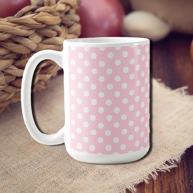 Caneca De Café Bolinhas Rosa Pastel (Criador carregado)