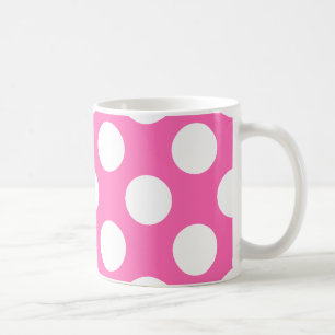 Caneca De Café Bolinhas Rosa Quente