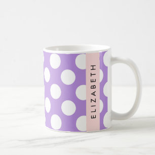 Caneca De Café Bolinhas Roxas, Padrão de Bolinhas, Seu Nome