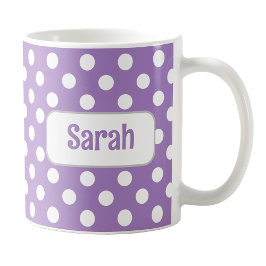 Caneca De Café Bolinhas Roxo Personalizado