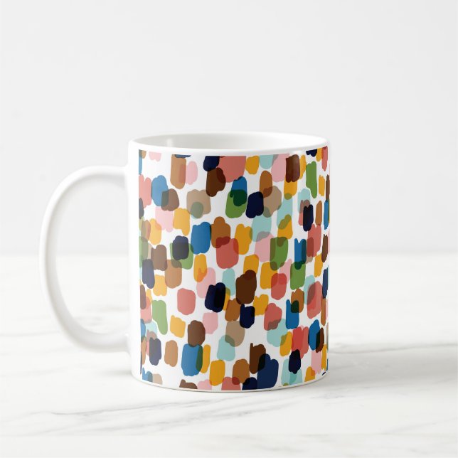 Caneca De Café Bolinhas: Tinta Mão Multicolorida. (Esquerda)