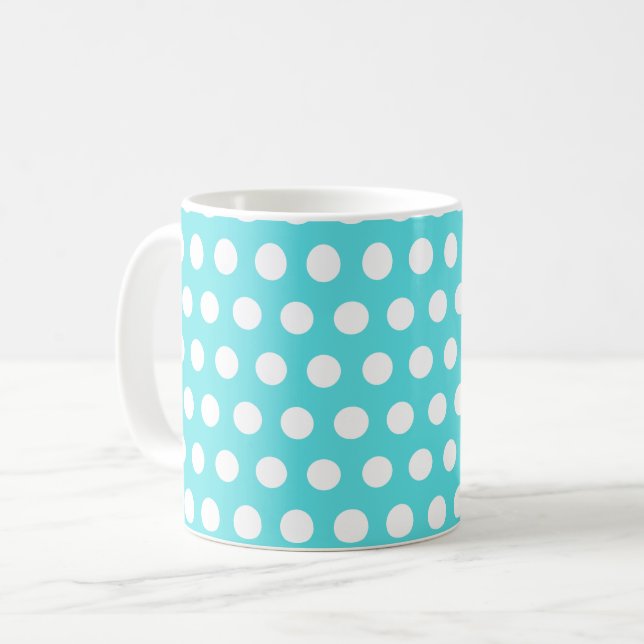 Caneca De Café Bolinhas Turquoise Blue (Frente Esquerda)