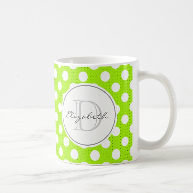 Caneca De Café Bolinhas Verde Monograma (Direita)