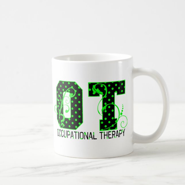 Caneca De Café bolinhas verdes e pretas (Direita)