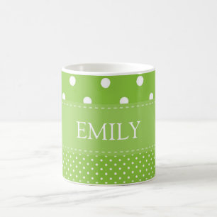Caneca De Café Bolinhas verdes e simples personalizadas