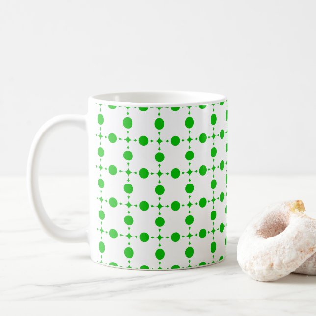 Caneca De Café Bolinhas verdes, padrão de Bolinhas, pontos, ponto (Com Donut)