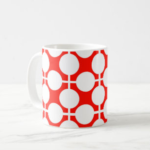 Caneca De Café bolinhas vermelha e branca e padrão de verificação