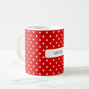 Caneca De Café Bolinhas White em Vermelho