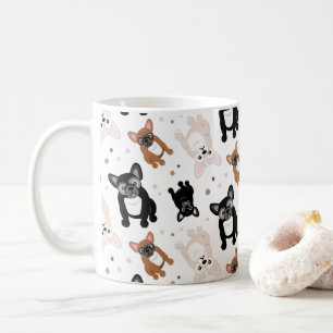 Caneca De Café Bolldog French Pups e Bolinhas