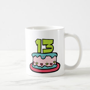 Caneca De Café Bolo de aniversário do adolescente de 13 anos