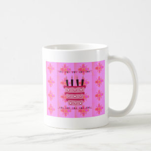 Caneca De Café Bolo de Aniversário Floral para Ela/Meninas Impres