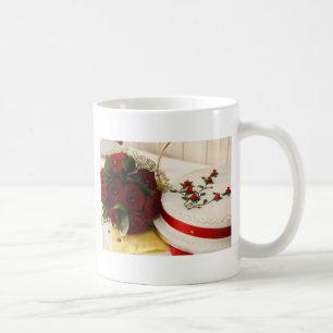 Caneca De Café Bolo de casamento vermelho e branco