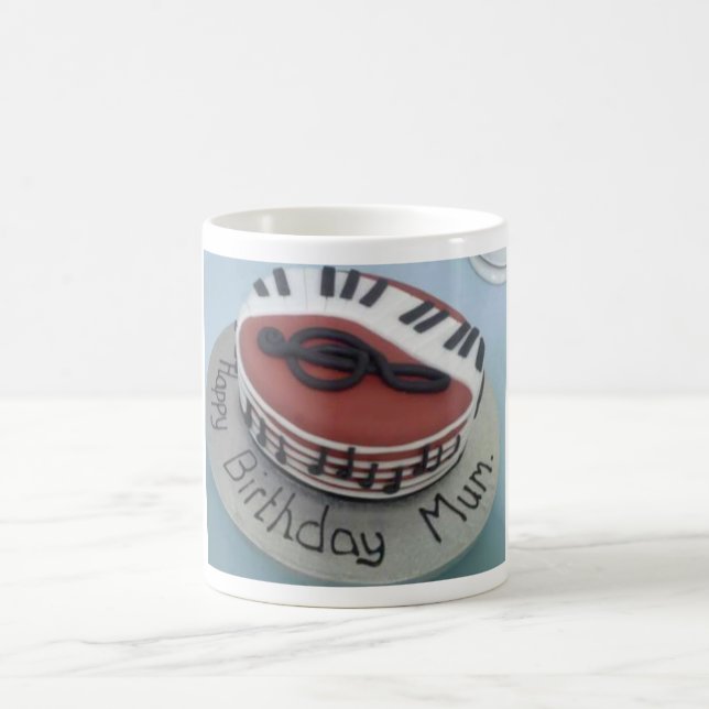 Caneca De Café Bolo de mãe de aniversário feliz (Centro)
