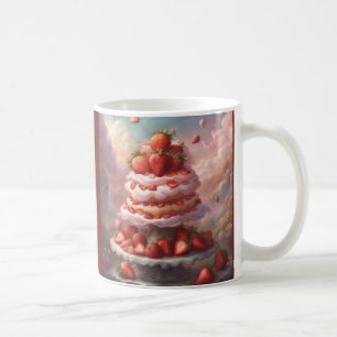 Caneca De Café Bolo de Morango com Café e Sobremesa