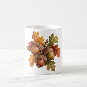 Caneca De Café Bolotas e Folhas de Carvalho