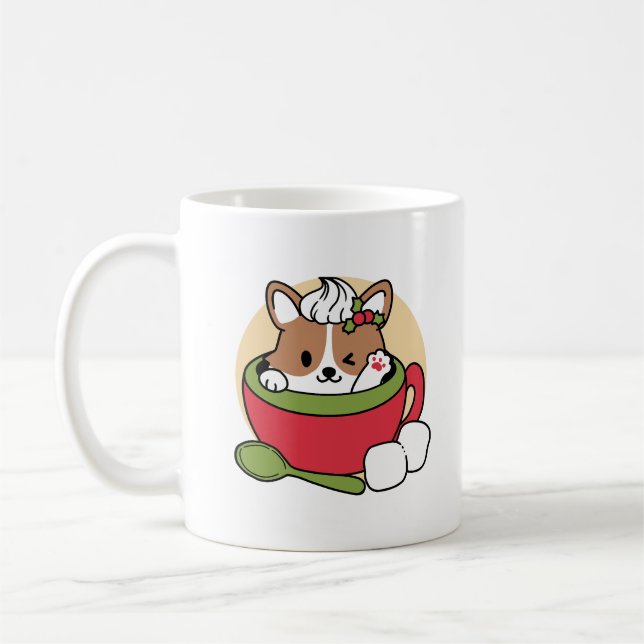 Caneca De Café Bolsa de Cacau de inverno - Cachorro-Bonito em Des (Esquerda)