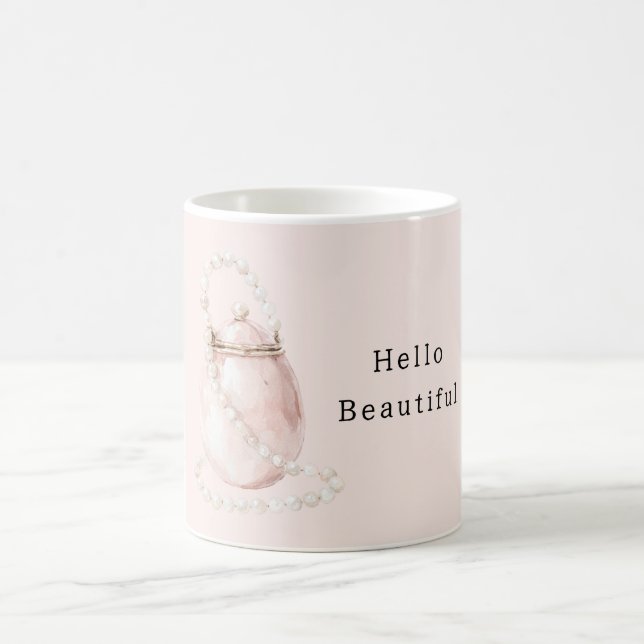 Caneca De Café Bolsa de Pérolas Rosa Bege (Centro)