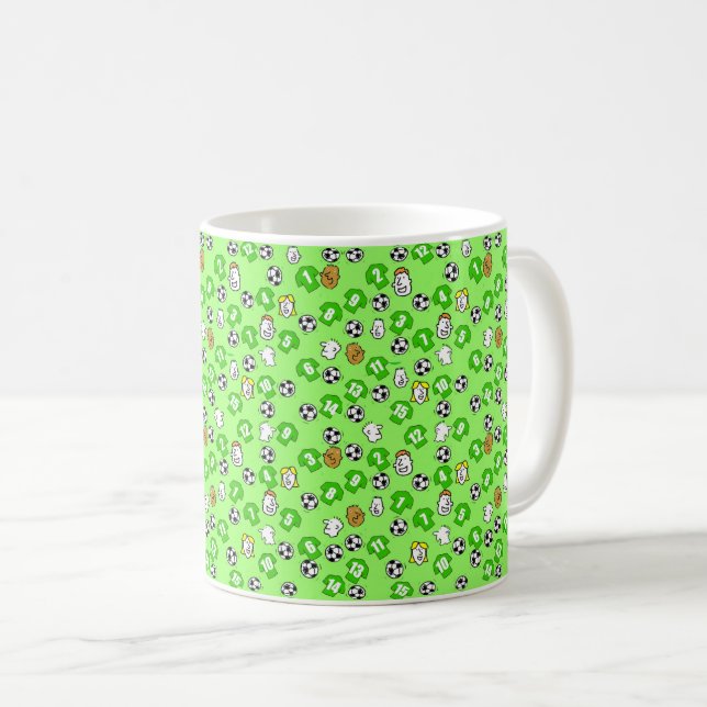 Caneca De Café Bolsas, Camisas Verdes e Ventiladores (Frente Esquerda)