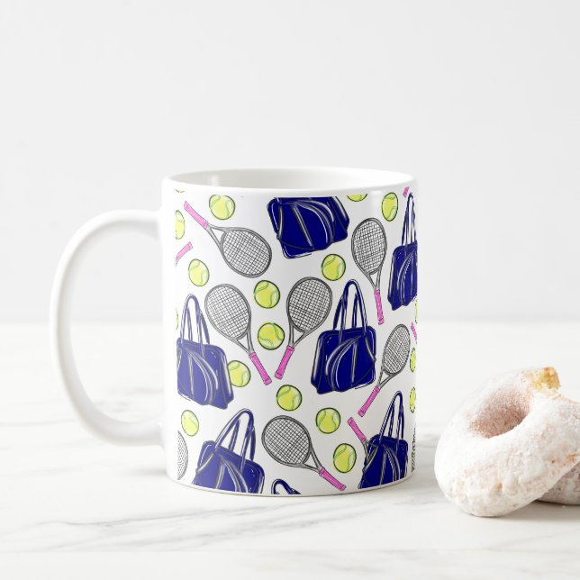 Caneca De Café Bolsas de Tênis Navy Preppy e Bolas de Café (Com Donut)