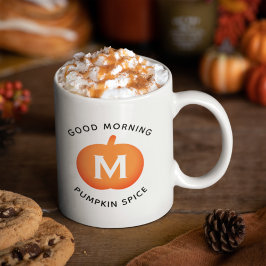 Caneca De Café Bom Dia Abóbora Tempero Laranja Abóbora Monograma