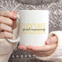 Caneca De Café Bom Dia Brilho Citação de Cute Moda Amarela