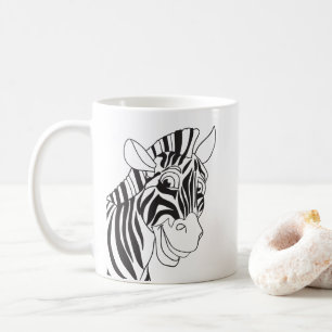 Caneca De Café Bom dia, com uma bela zebra, preto e branco