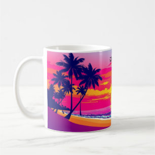 Caneca De Café Bom Dia do Paraíso Tropical Wrap do Pôr do Sol