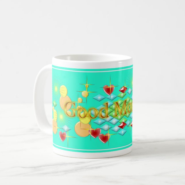 Caneca De Café Bom dia, feliz e feliz dia (Frente Esquerda)