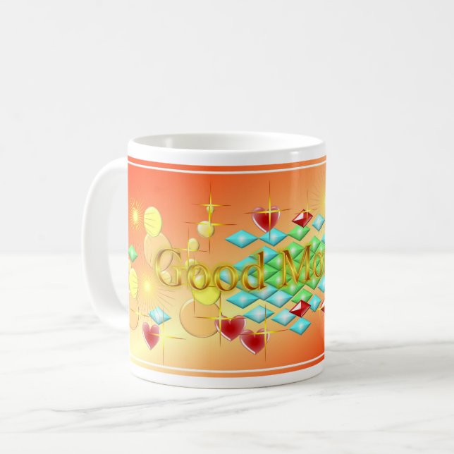 Caneca De Café Bom dia, feliz e feliz dia (Frente Esquerda)