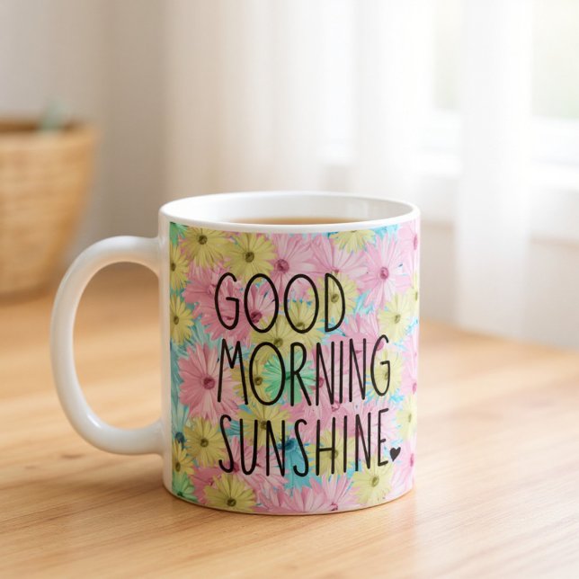Caneca De Café Bom Dia Floral Sunshine (Criador carregado)