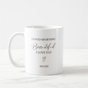 Caneca De Café Bom Dia Linda Eu Te Amo Personalizado