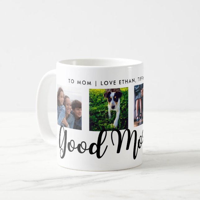 Caneca De Café Bom dia | Moderna Tipografia Quatro Grades Fotográ (Frente Esquerda)
