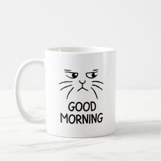 Caneca De Café Bom dia - Mug de café de gato rabugento - Presente