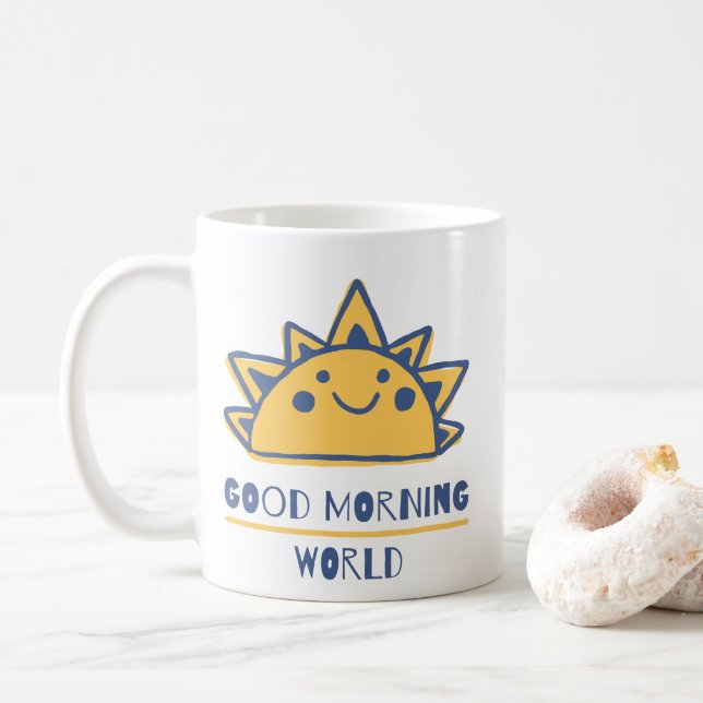 Caneca De Café Bom dia mundo (Com Donut)