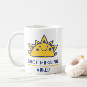 Caneca De Café Bom Dia Mundo Sol da Manhã