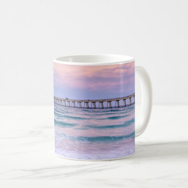 Caneca De Café Bom dia Navarre Beach Pier (Frente Esquerda)