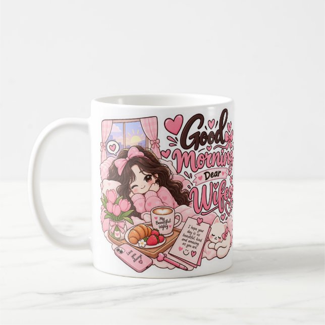 Caneca de café "Bom Dia Querida Esposa" Fofa (Esquerda)