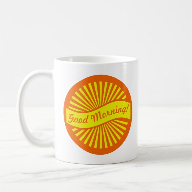 Caneca De Café Bom dia, tortuosa Laranja e Sunburst Amarelo (Esquerda)