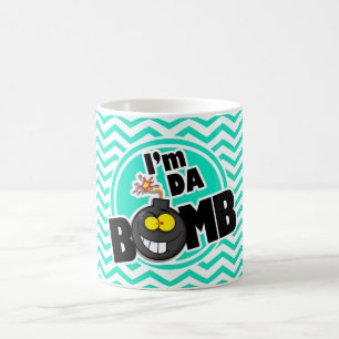 Caneca De Café Bomba da Dinamarca! Aqua Chevron verde