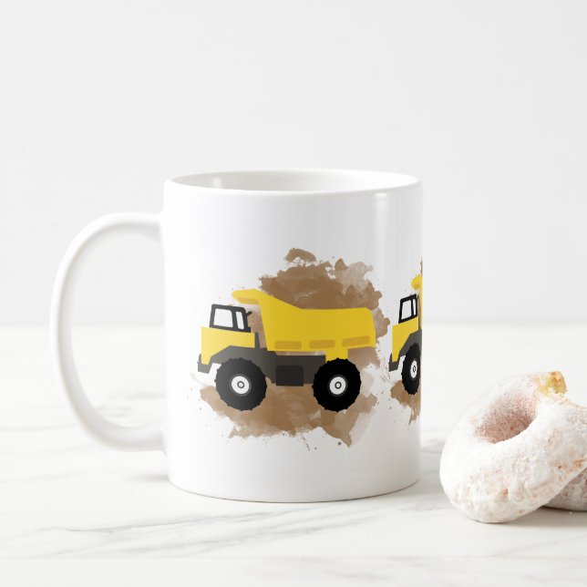 Caneca De Café Bomba de Lama do Veículo de Construção de Caminhõe (Com Donut)