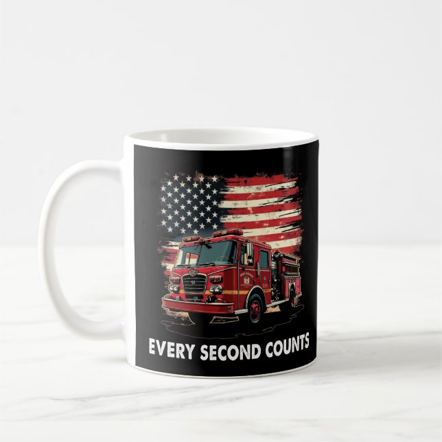 Caneca De Café Bombeiro Americano Flag Thin Red Line (Esquerda)