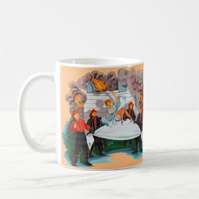 Caneca De Café Bombeiros da década de 1940 salvam bonito dama (Esquerda)