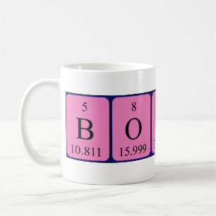 Caneca De Café Bomsy com nome de mesa periódico