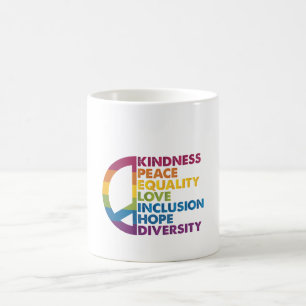 Caneca De Café Bondade Igualdade de paz Inclusão de amor Fígados