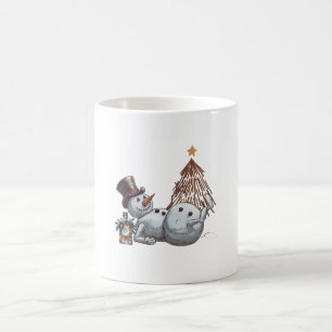 Caneca De Café Bondeco de neve bêbado com uma garrafa de uísque.