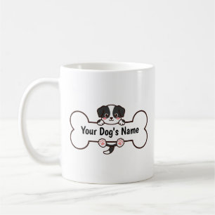 Caneca De Café Bone de cachorro de desenho animado fofo com nome