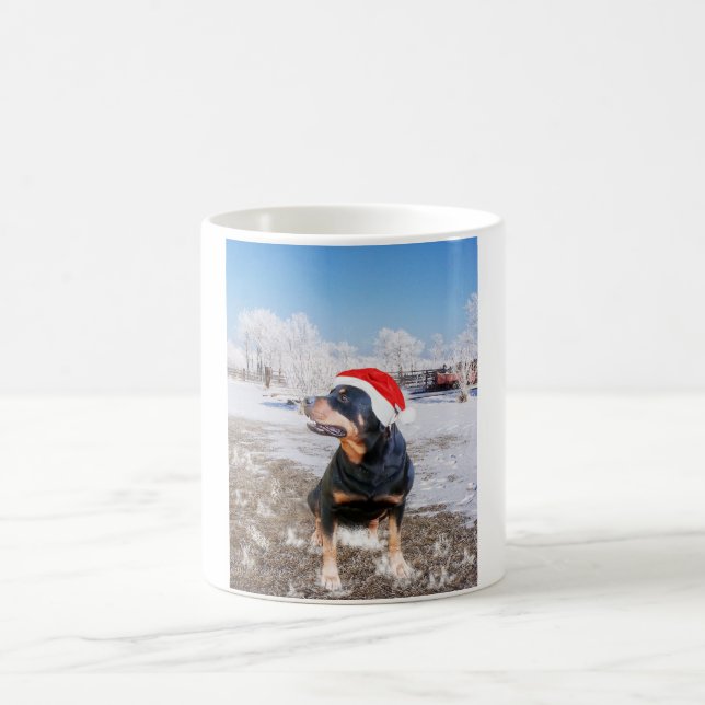 Caneca De Café Boné de Natal Rottweiler Café Mug 11 oz (Centro)