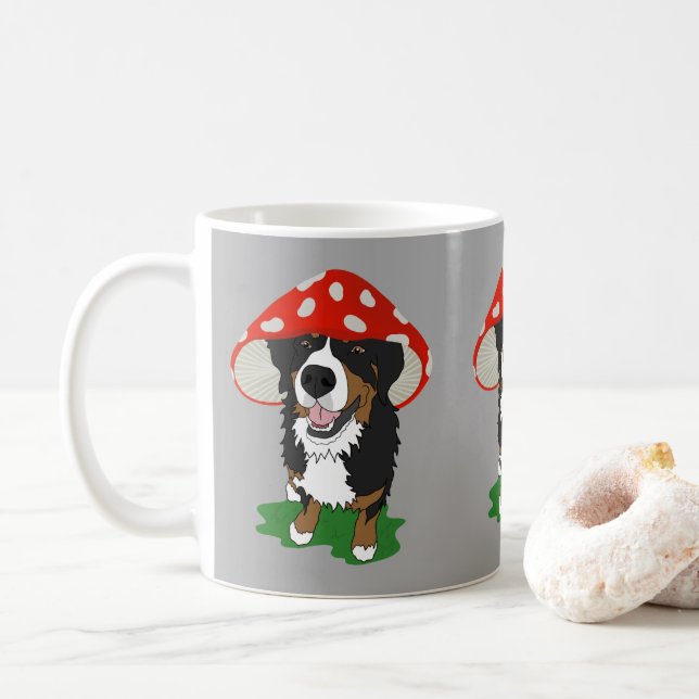 Caneca De Café Boné Vermelho de Cachorro da Montanha Bernese (Com Donut)